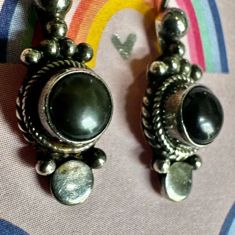 Sterling Silver Gray Hematite Artisan Earrings